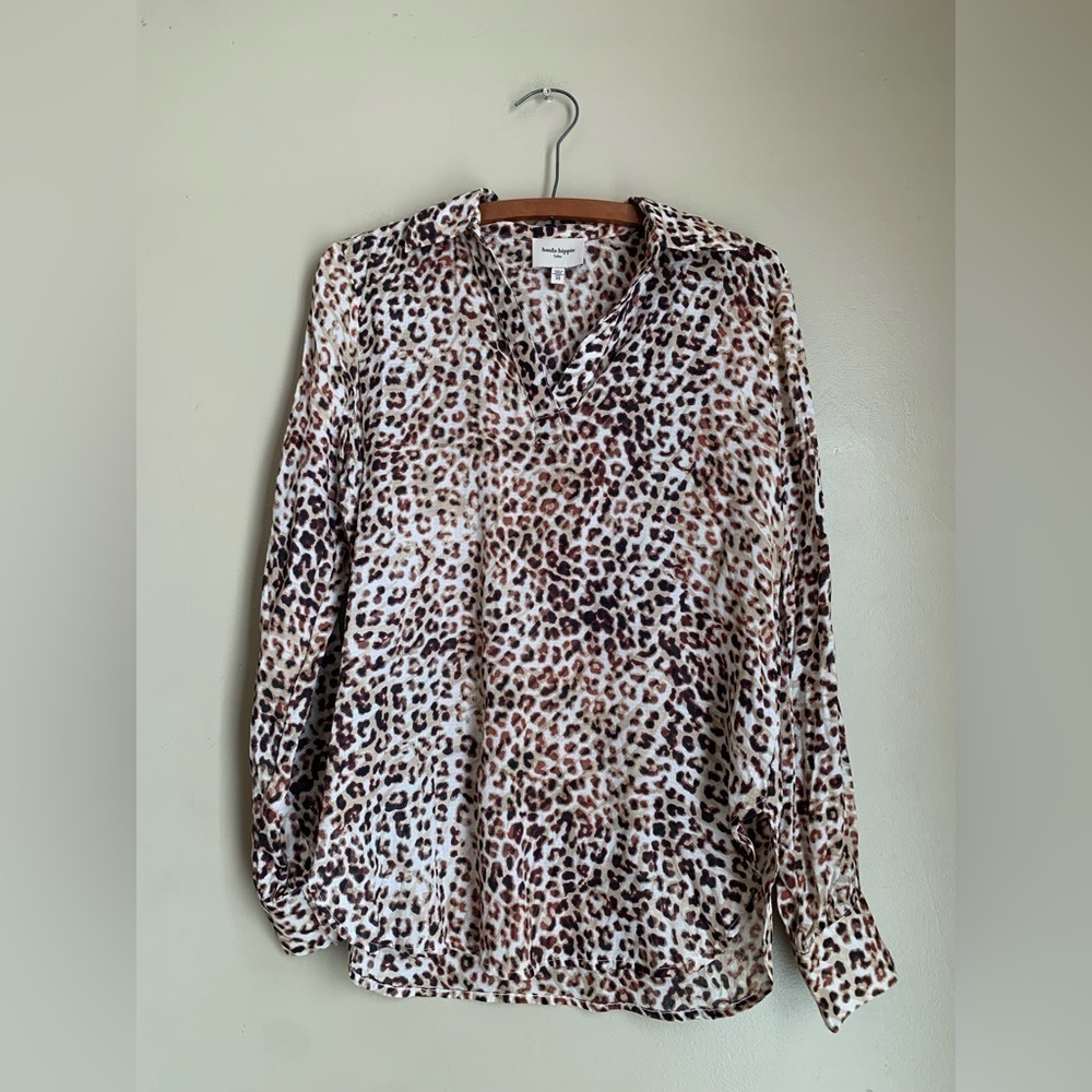 Haute hippie tribe blouse leopard animal print top shirt mob wife
